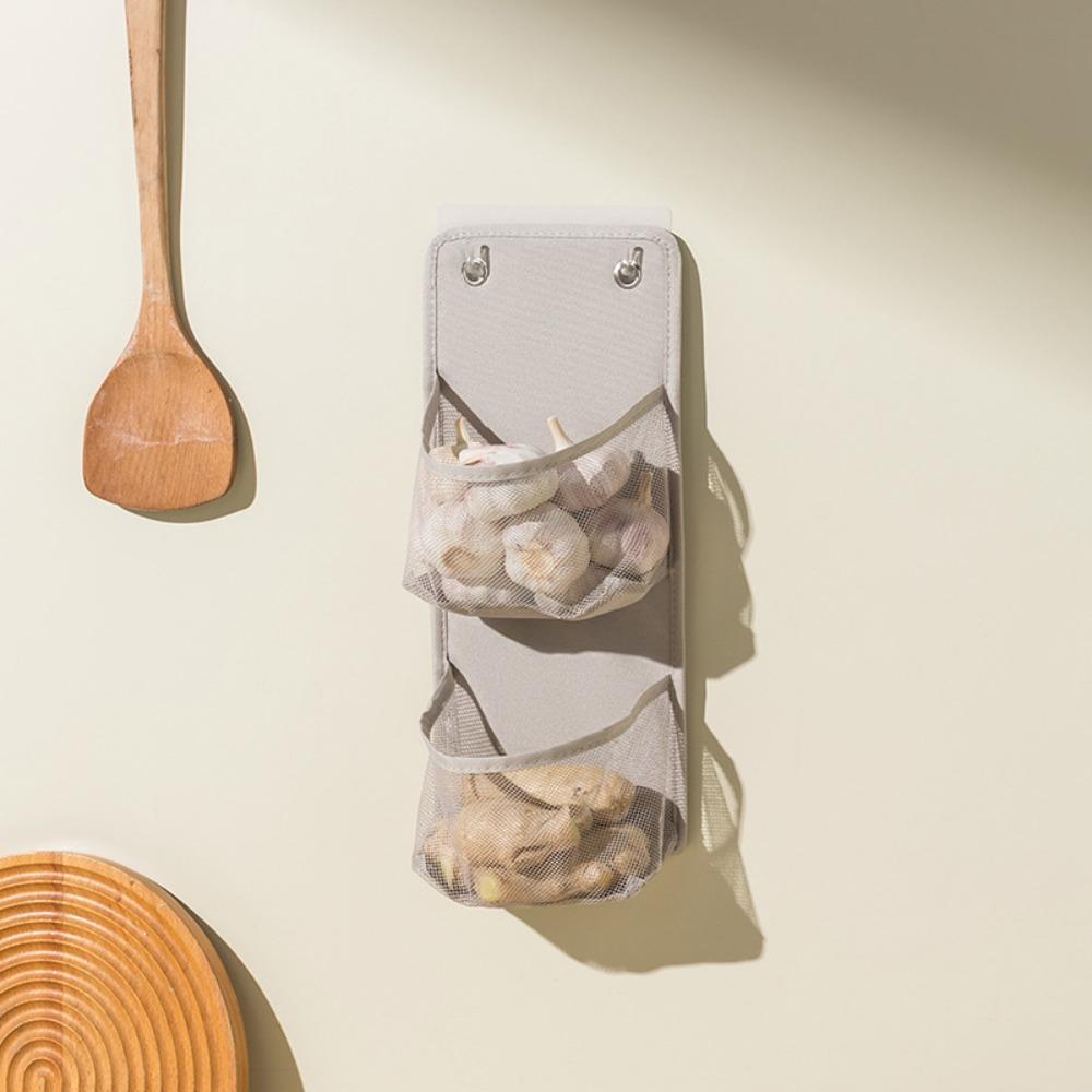 

Large Capacity Mesh Storage Basket Space Saving No Drill Bathroom Organizer Breathable Spice Storage Shelf Ginger Garlic