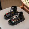 Girls Sandals Summer Cute Strawberry Children Princess Causal Gladiator Sandals Fashion Open-toe Kids Thick Bottom Roman Sandals