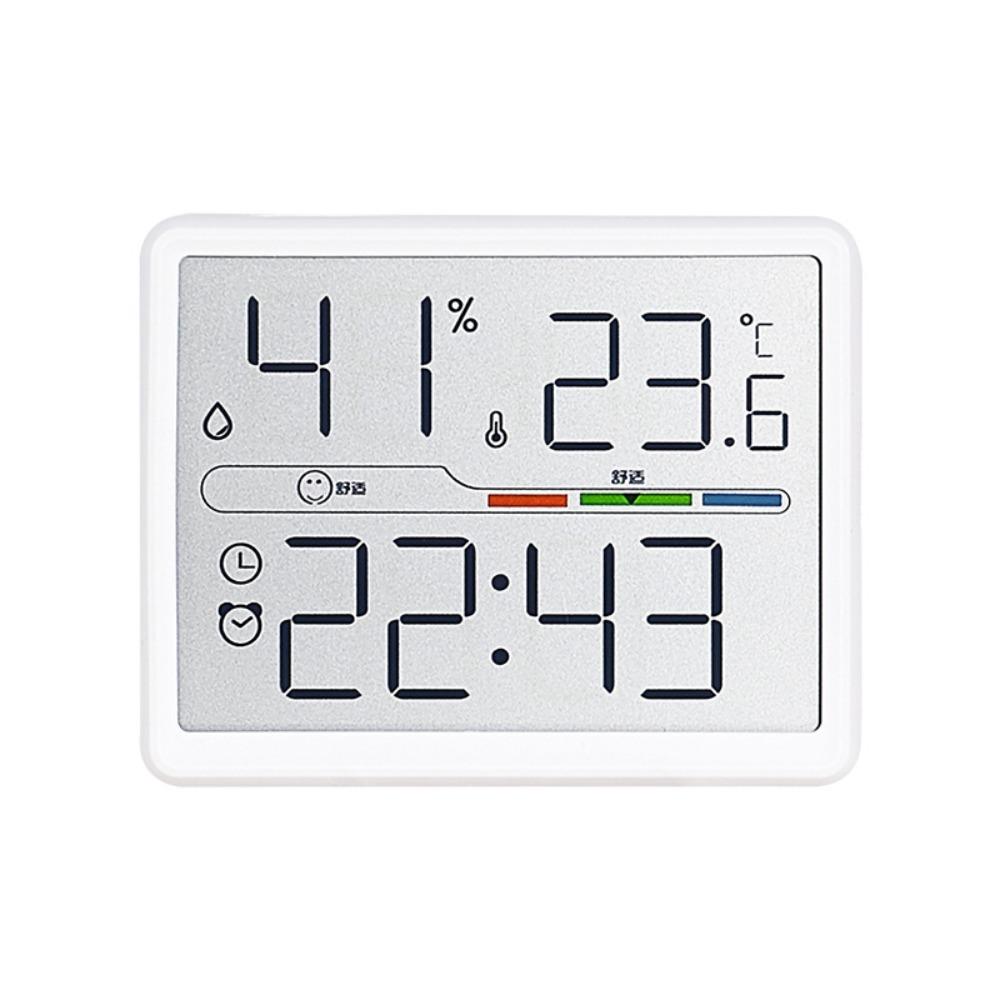 

New LCD Display Alarm Clock with Thermometer Hygrometer Weather Station High Precision Electronic Table Clock for Home Bedroom белый