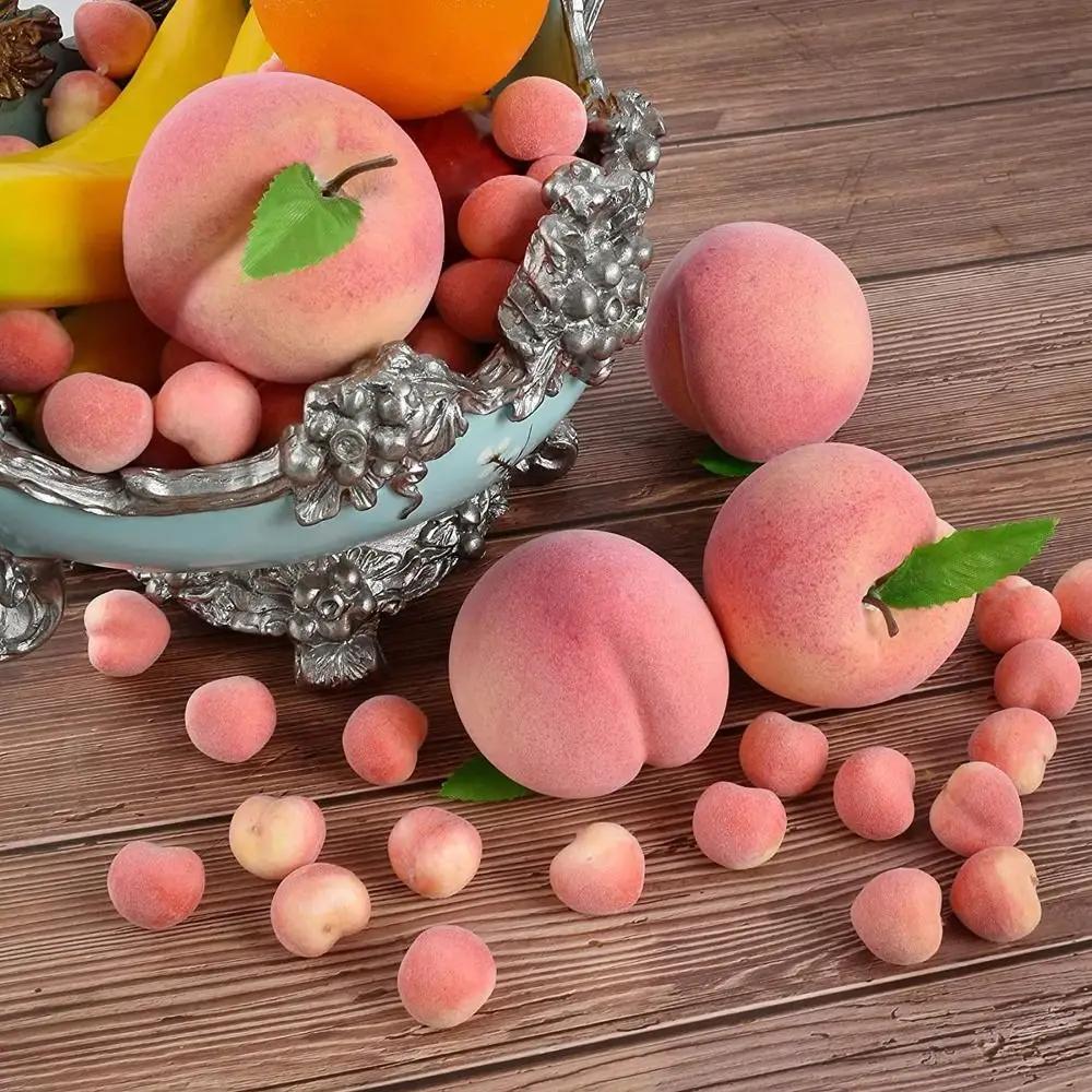 20pcs Handmade Simulated Mini Peach Realistic Cartoon Artificial Peach Fruit Material 2-3.5cm Foam Simulated Fake Fruits