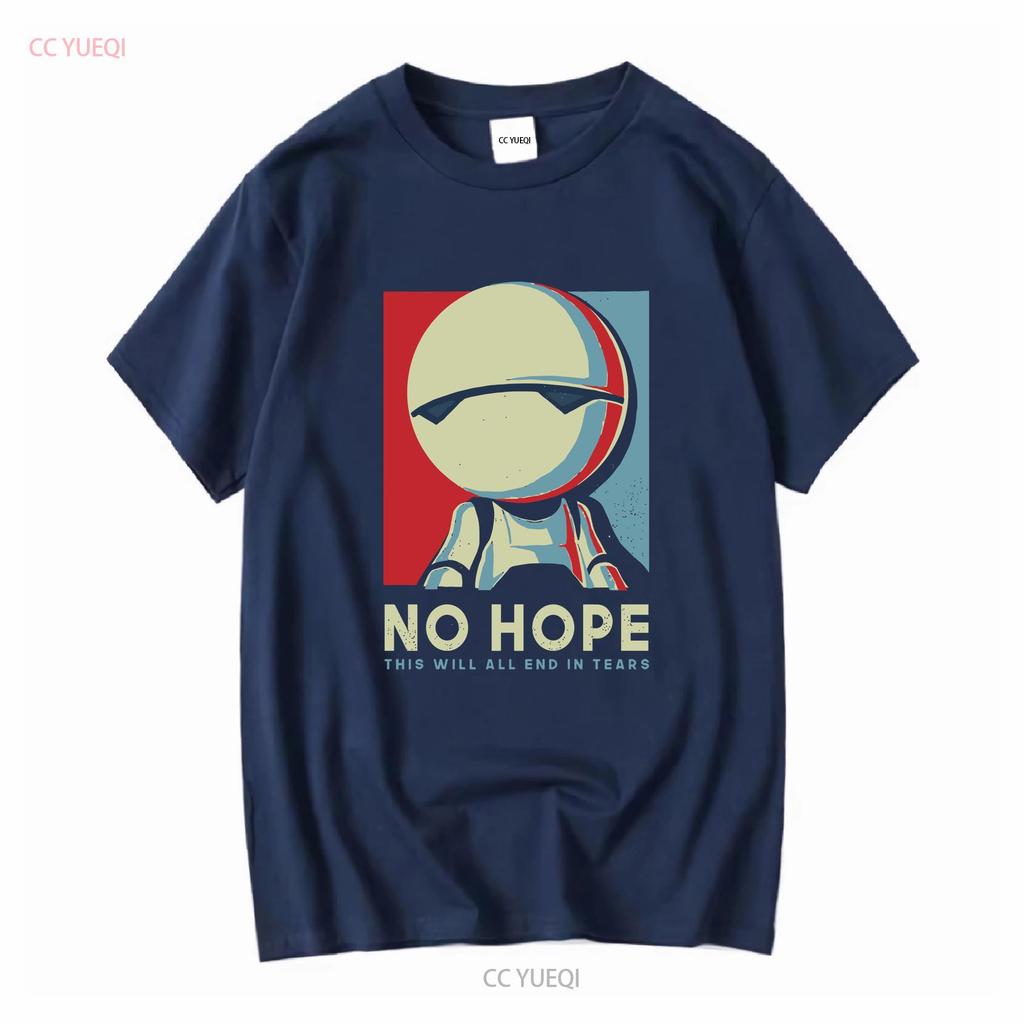 No Hope Marvin Robot T Shirt Mens Sci Fi Funny Geek Space Clothing Vintage Washed Stylish Comfortable Versatile Homme