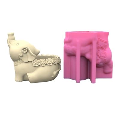 Formă din silicon pentru plante suculente Creați ghivece de flori unice Suport pentru plante Suport pentru lumânări elefant 3D Mucegai pentru ipsos