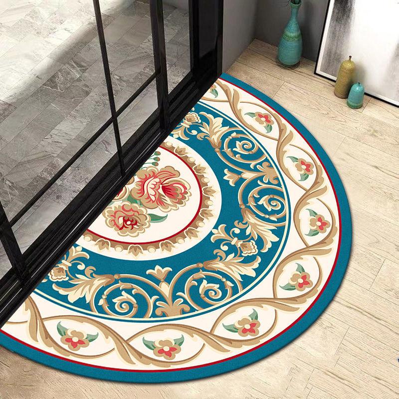 Half Circular Floor Mat Bathroom Non Slip Carpet Household Door Mat Dirt Resistant Foot Mat