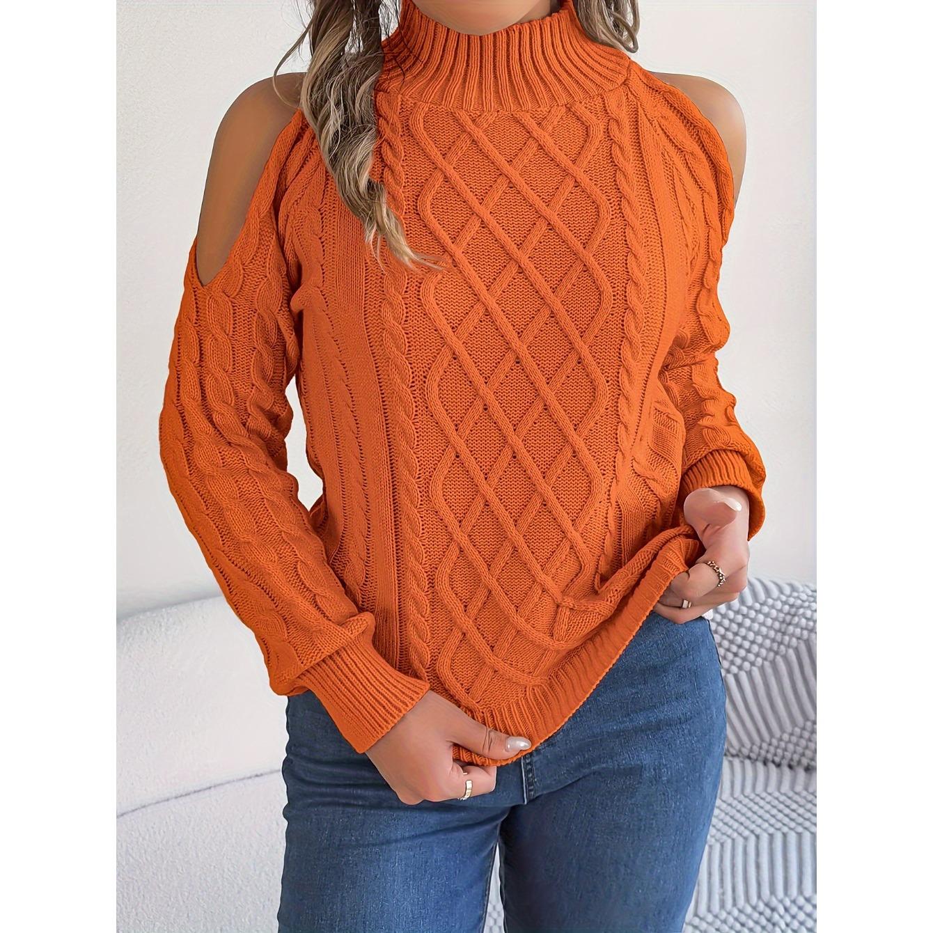 

GMXIA Autumn and Winter Casual Twist Off-the-shoulder Semi-high Neck Long-sleeved Pullover Sweater Women s Wear XL оранжевый