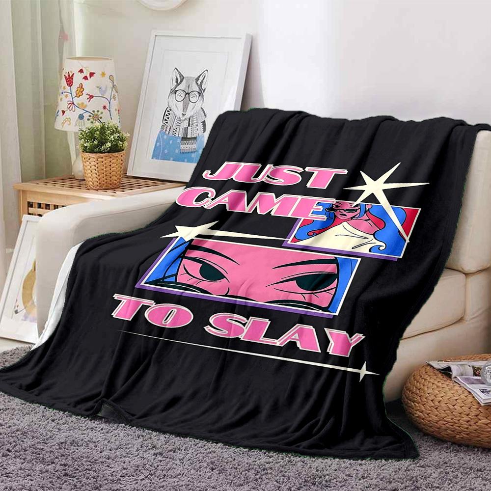 

1pc JUST SLAY Soft Flannel All Season Throw for Home, Office, Outdoor UseDurable Comfort Soft Warm Throw for Home 80x120cm
