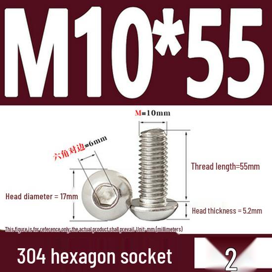 ISO7380 Stainless Steel Hex Drive Dome Head Screws - M2 to M16