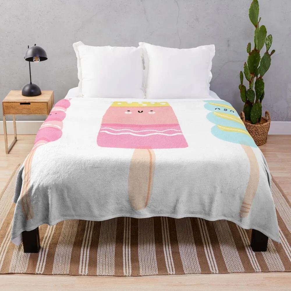 Ice Cream Flannel Throw Blanket King Queen Full Size Colourful Ice Cream For Bed Sofa Couch Blanket Warm Lightweight Super Soft