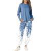 Women's Casual Loose Fit Printed Sweatshirt and Jogger Set with Chest Pocket - Round Neck 2 Piece Outfit for Daily Wear