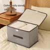 Foldable Linen-Like Storage Box with Lid for Clothes and Sundries