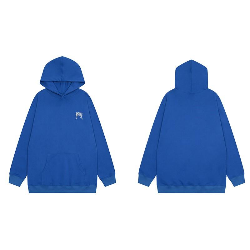 Mens Oversized Hoodie With Embroidered Skull Spine Design Streetwear Casual Pullover Cotton Blend Loose Fit