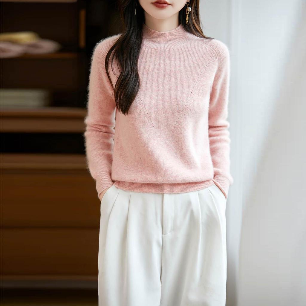 Women's High Neck Cashmere Wool Sweater, 2025 Edition - Thickened White Knitwear for Autumn and Winter