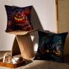 Halloween Cushion Cover Anti-dustmite Pillowcase Invisible Zipper Silky Short Plush Sofa Cushion Cover