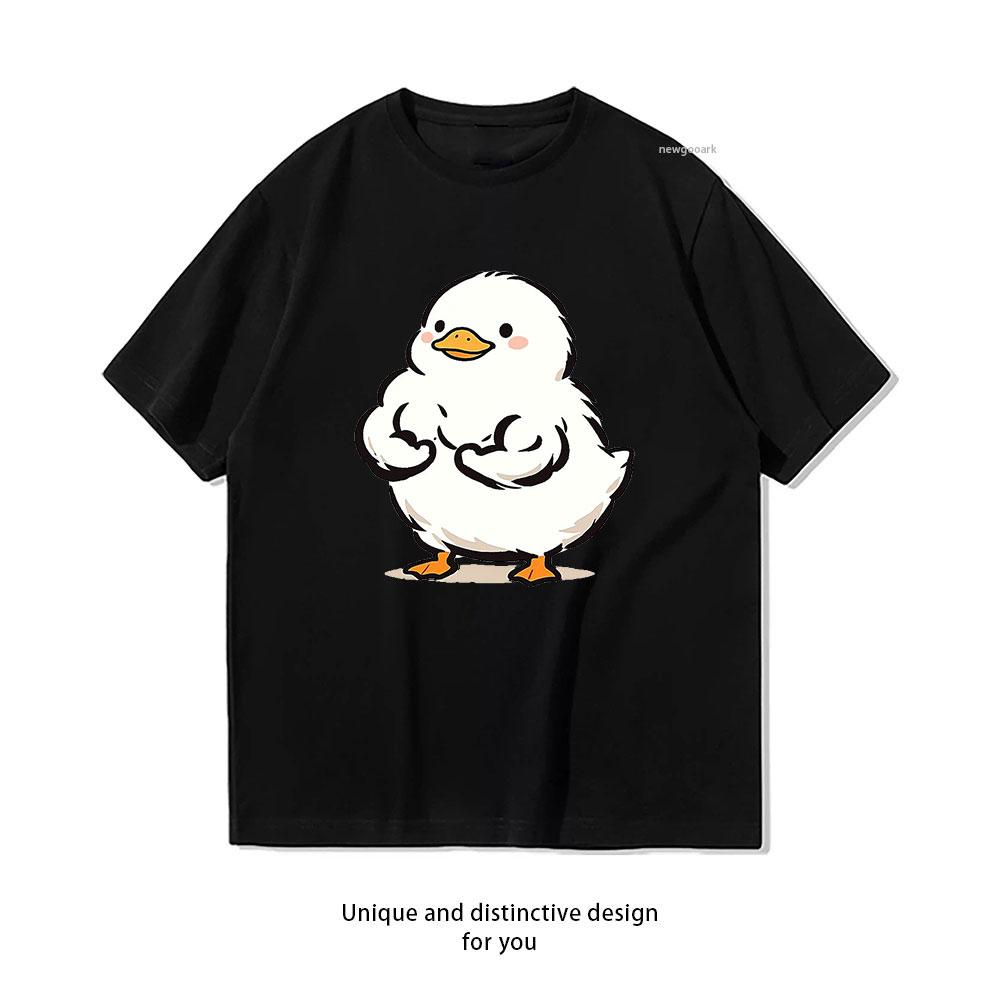 

Cute Chubby Duck Kawaii Minimal Animal Illustration Classic TShirt Women Unisex Casual cotton printed t shirts ropa hombre Oneck 3XL