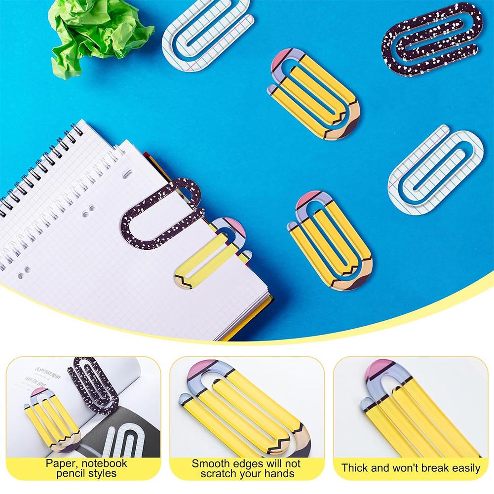 Set of 12 Paperclip Bookmark Pencil Notebook Paperclips Large Personalized Paper Clips for Book Lovers Back To School Supplies