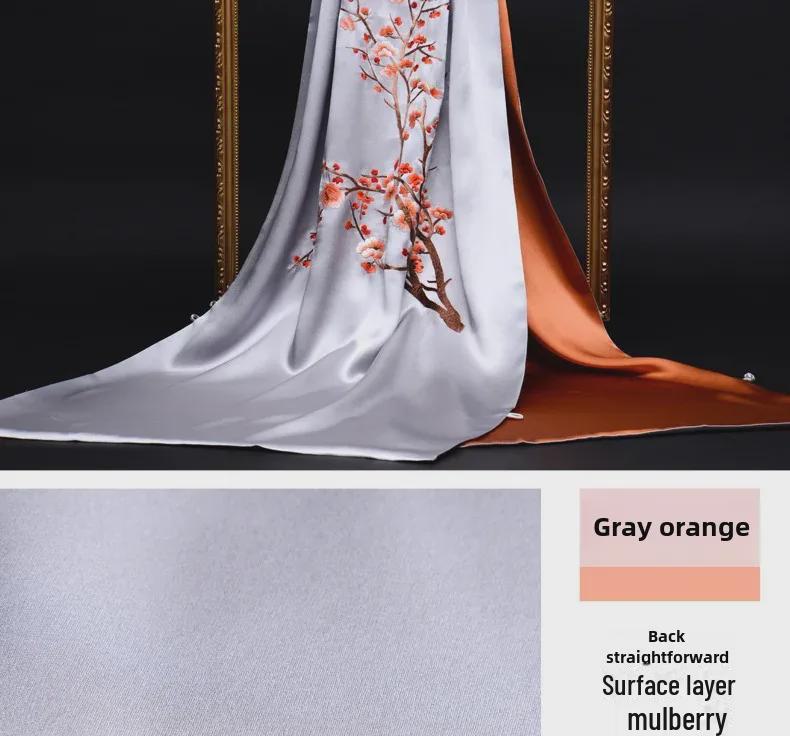 Exquisiter bestickter Cheongsam-Schal aus Maulbeerseide für Damen