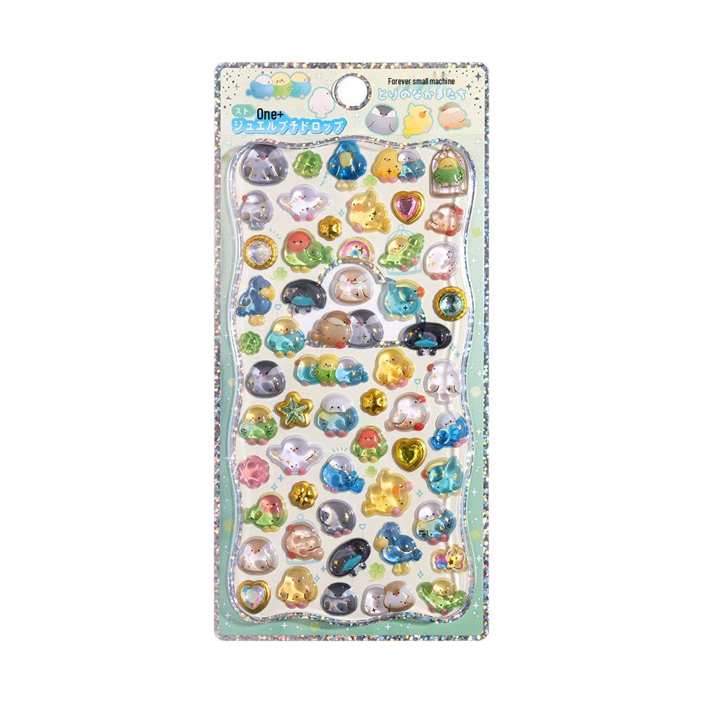 Shangle Rainbow Gradient Cute Cartoon 3D Crystal Embossed Sticker Decals