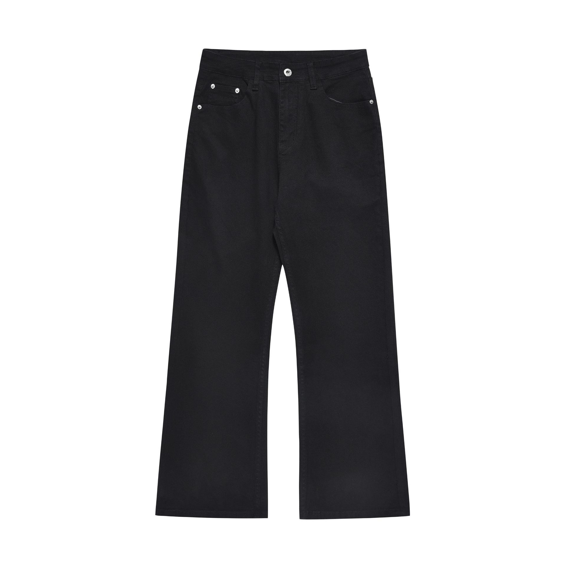 Men s American trendy brand black jeans micro-pull pants men s loose straight versatile casual pants S чёрный