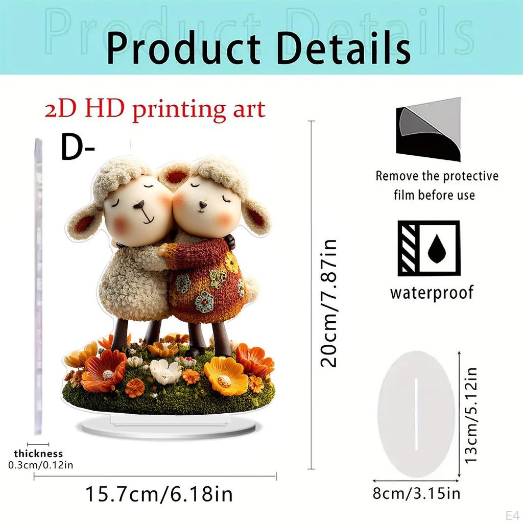 Dekoracja Owca 2D Akrylowa Dekoracja Stołu Płaska Tabliczka na Biurko do Kuchni