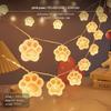 10M 80lightemitting Diode Cat Paw String Lights, Cartoon Night Light, Warm Cream, Dorm Decor Pink