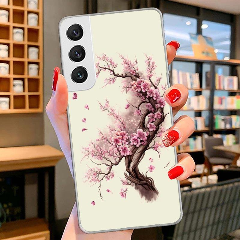 Cherry Blossom Tree Cover Phone Case For Samsung Galaxy S26 S25 Edge S24 Ultra S23 S22 Plus S21 S20 FE Soft Fundas Shell Galaxy