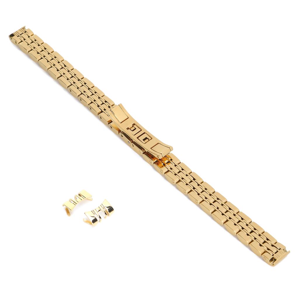 10mm AntiRust Stainless Steel Watch Strap Replacement Watch Band Strap Accessory for Watchmaker(Gold )