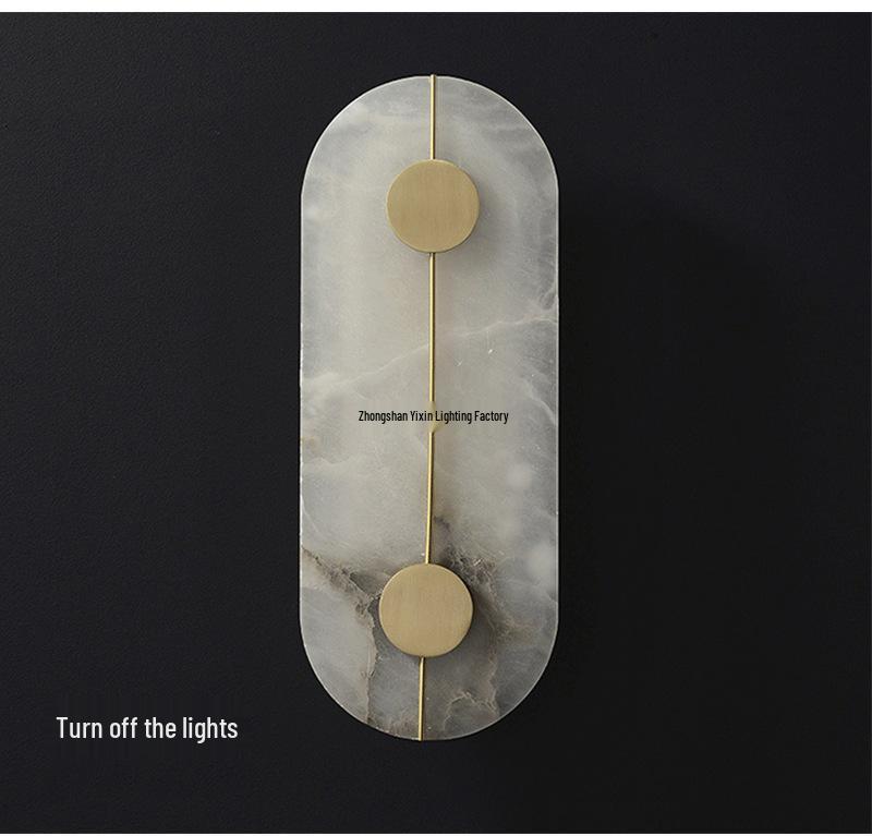 Nordic Copper Marble Wall Lamp: Postmodern Round Design for Bedroom, Living Room, Office, Hotel or Lobby.