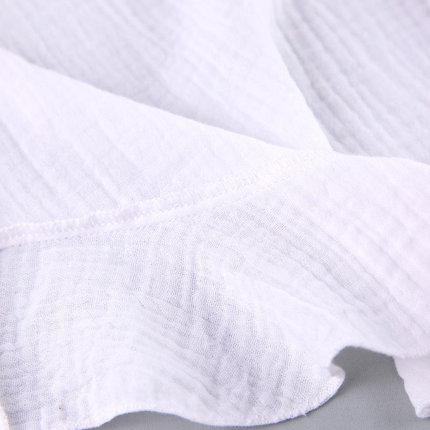 Set de pijama de toamnă pentru femei cu mâneci lungi cu volane, cu halat și pantaloni scurți din bumbac creponat