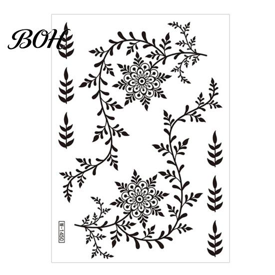 Event Makeup Tattoos Temporary Stickers, Fake Body Arm Chest Shoulder with Black Lace Flower Waterproof Pattern, Non-Irritating Art Sticker