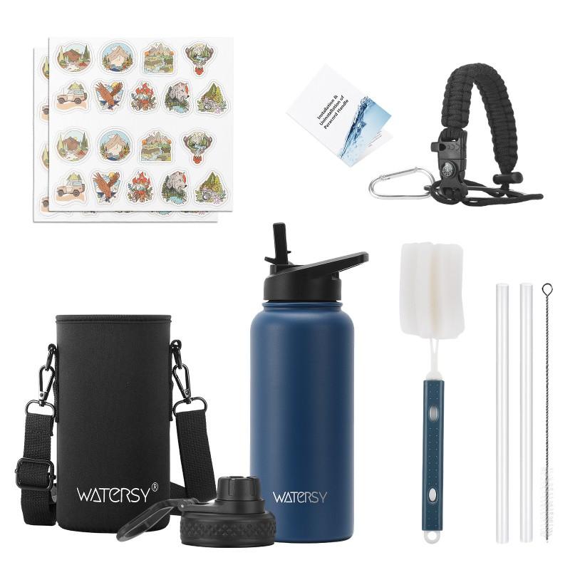 40oz Stainless Steel Insulated Travel Mug With Handle Loop Outdoor Sports Camping Office