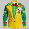 Camisa de Manga Larga con Estampado de Máscaras de Carnaval para Hombre, Camisa Casual Azul Brillante para Fiesta Navideña, Elegante de Manga Larga con Cuello para Hombre