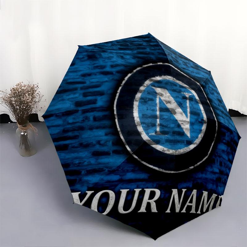 1 PC Automatic Folding Umbrella - SSC Napoli Custom Name Pattern, Portable & Foldable Design with 8 Ribs, Christmas Birthday Gifts