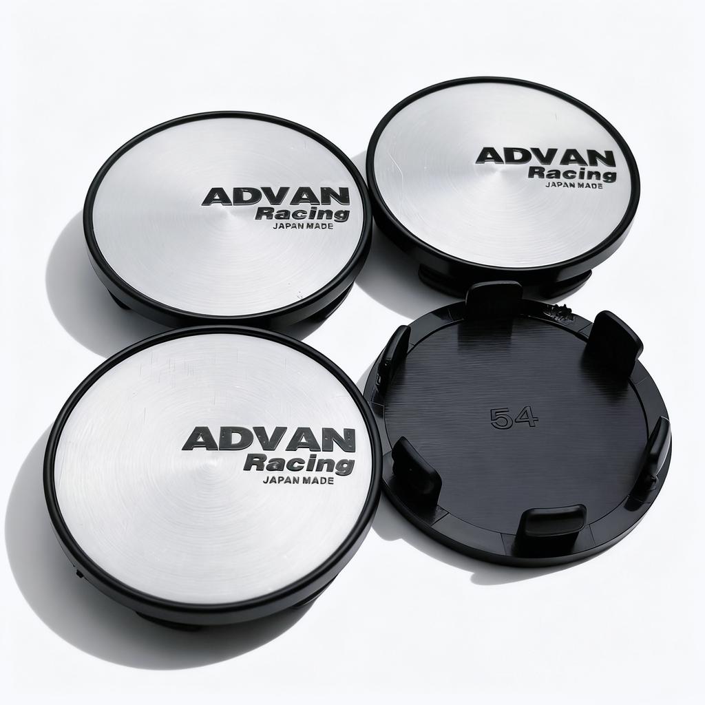 4pcs JDM Advan Racing Logo Emblem Car Wheel Center Caps OD 54MM Clips 49MM Wheels Hub Dust Cap Rim Hubcaps Cover Car Accessories