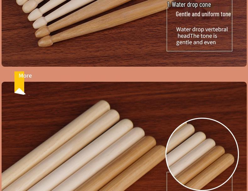 Luminous Colored Maple Wood Drumsticks with Nylon Tips - Beginner Model
