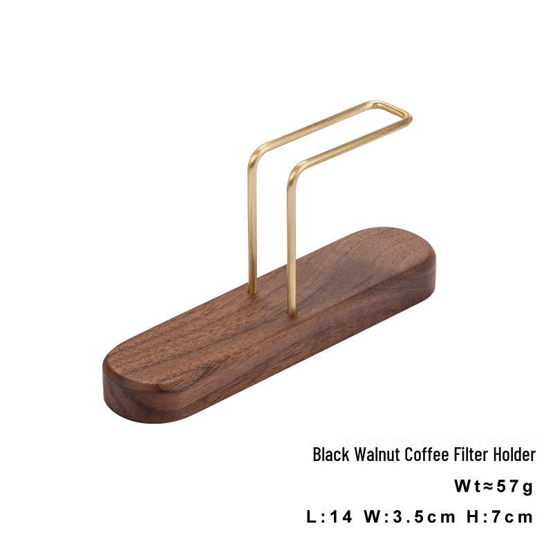 

Solid Wood Coffee Filter Holder With Brass Stand