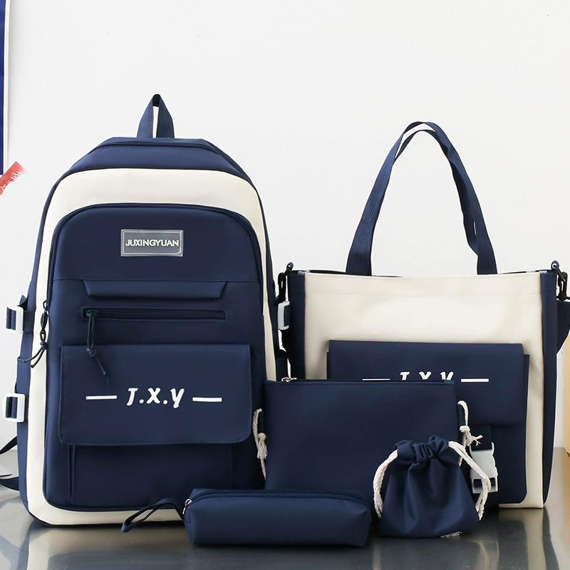Primary School Boys Five Piece Set Junior High School Students High School Students Backpack Female College Students Backpack