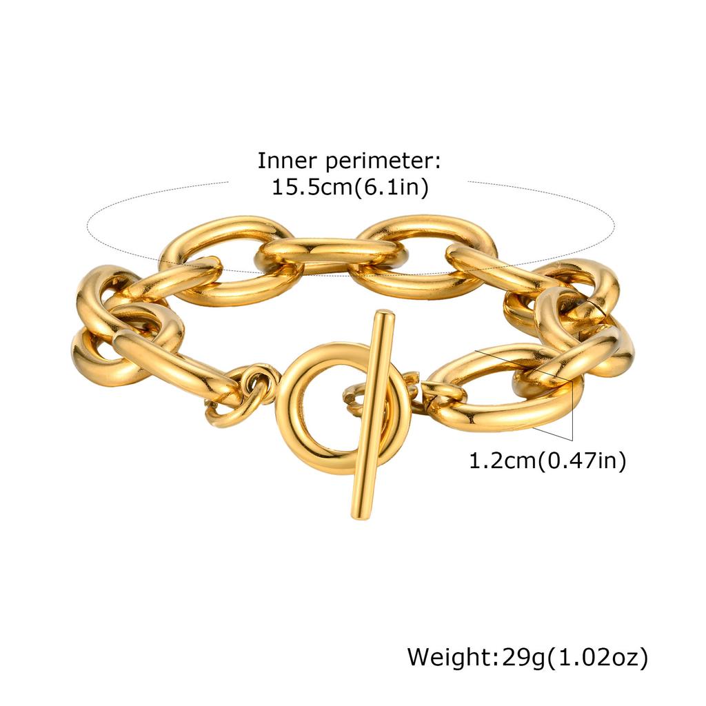 Gold Bracelet Stainless Steel Ot Buckle Thick Chain Large Chain Fashion Jewelry Ladies 803