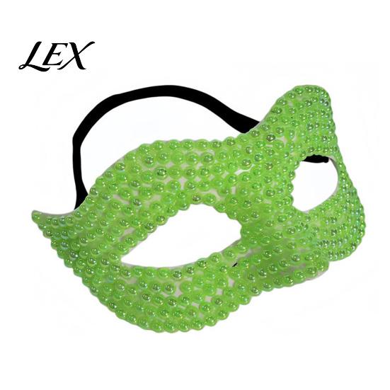 Adjustable Party Masks Halloween Half Face Masquerade Mask, Pearl Decor Venetian Exquisite Elegant Costume Accessory for Stage Show Evening
