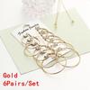 6Pairs/Set Silver Party Fashion Dangle Ear Stud Piercing Jewelry Hoop Earrings Set