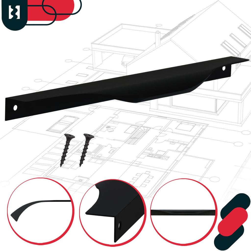 Kotarbau® Modern Edge Furniture Handle Aluminum Matte Black 256 / 276 Mm Set Of 6