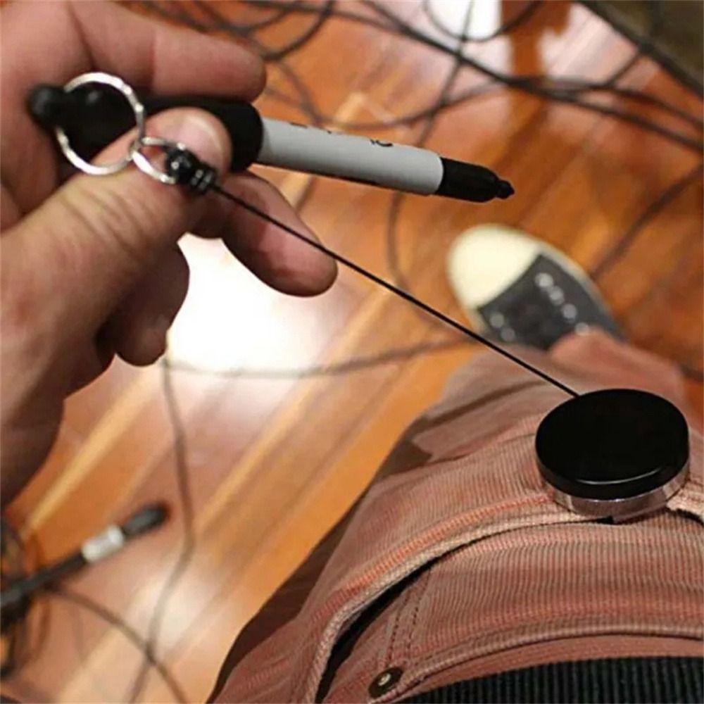 Heavy Duty Pencils Anti Lost Rope Stainless Steel Retractable Pen Pull Holder   Carpenter