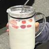 1L Drinking Glass Tumbler With Lid And Straw Glass Coffee Cup Transparent Cup Juice Mocha Cups Glass Mug Milk Juice Cup