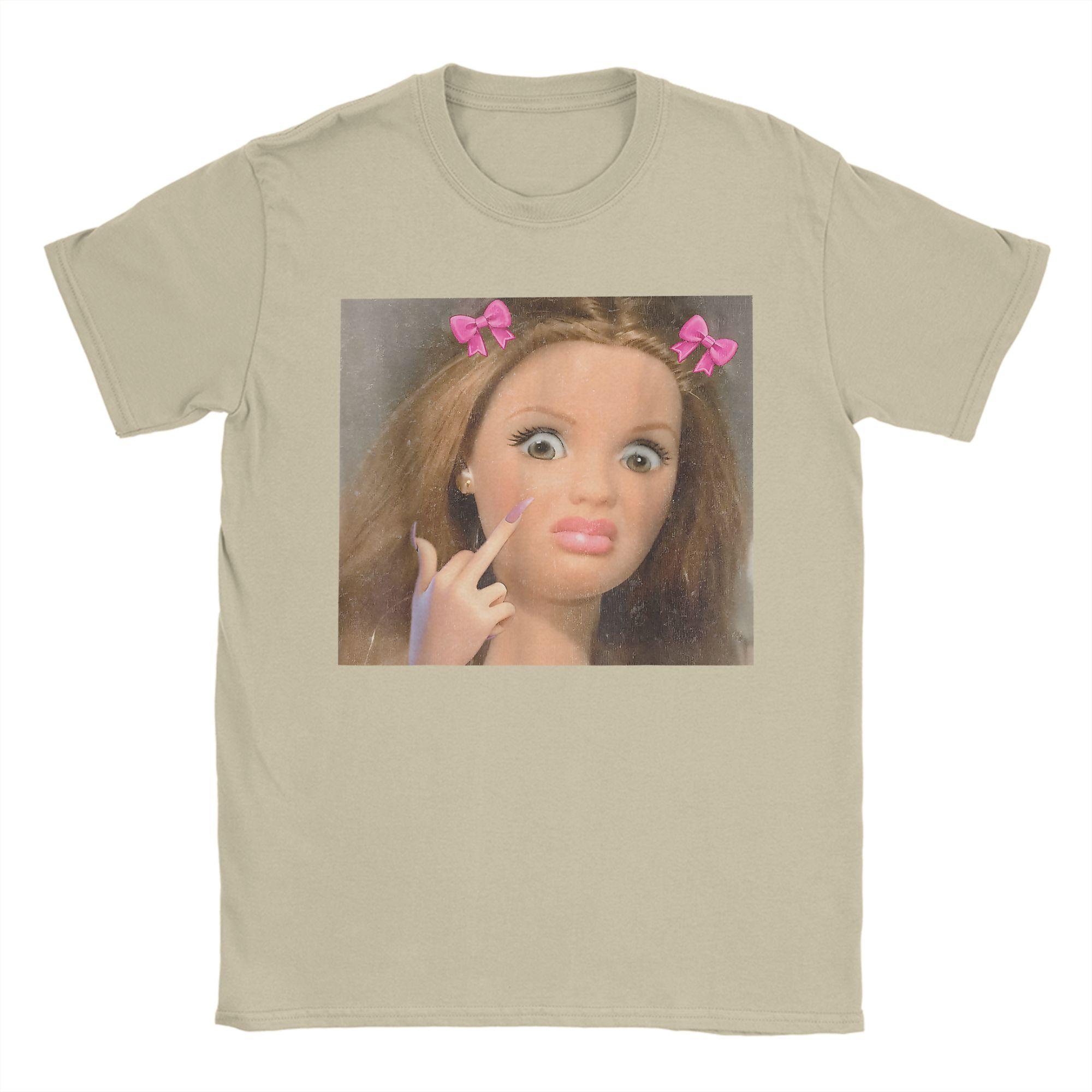 Summer Disgusting Doll Face Meme Novelty T Shirts Cotton Tshirt for Unisex Women Y2K Basic Pattern Short Sleeve Top Tee S