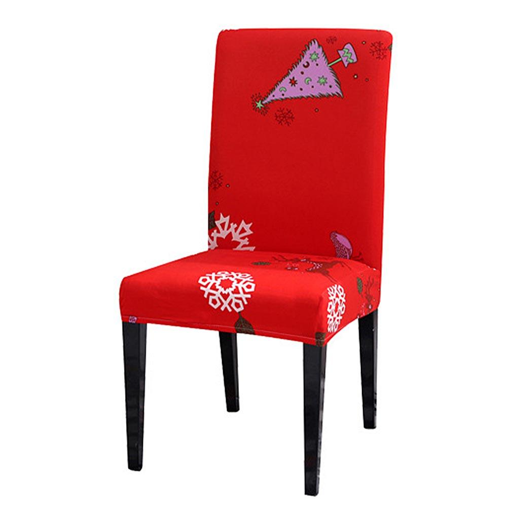 Christmas Theme Dining Chair Seat Covers Slip On Stretch Santa Claus Printed Banquet Party Decor Supplies