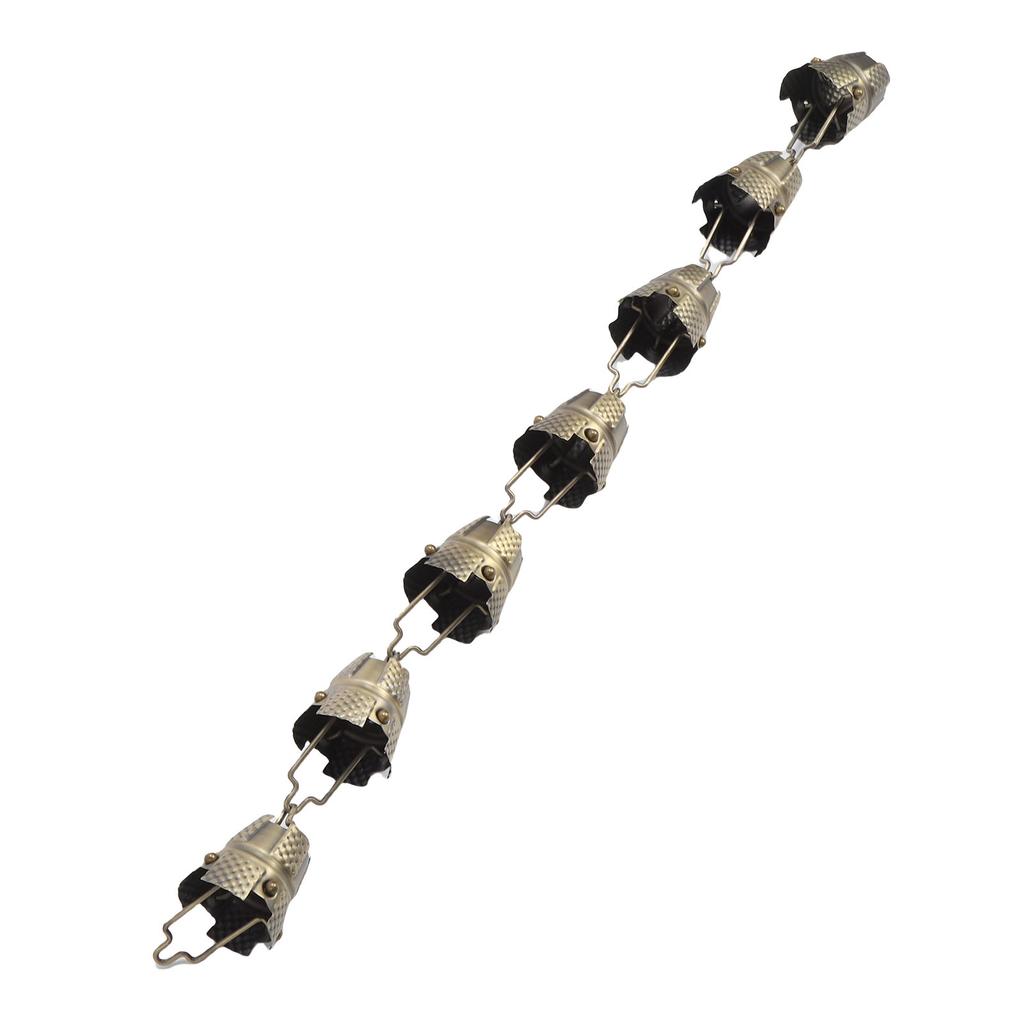 Bronze Tripod Rain Chain, 3.28ft, 7cups, Vanized Antique Bronze Hanging Decorative Rainwater Catch Chain for Outdoor Garden, Yard, Temple