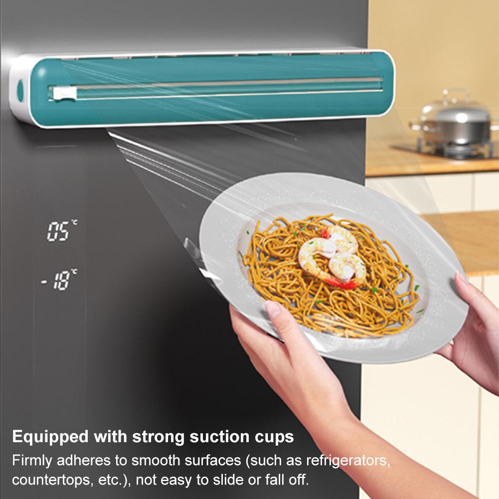 Plastic Wrap Dispenser Cutter Wrap Storage Box Magnetic Aluminum Foil Stretch Film Cutter Food Film Dispenser Kitchen Tool