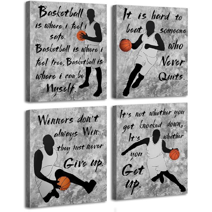 LNLAGBO pirational Basketball Wall Art Prints,Basketball Art Prints,Sports Canvas Posters for Sports Fans Boys Guys Room Dorm Bedroom Wall Decor,Set