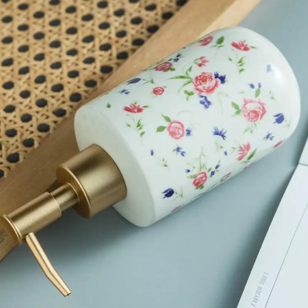 Ceramic Rose Liquid Soap Dispenser Household Bathroom Shower Gel Bottling Bottle Press-on Soap Dispensers Bathroom Accessories