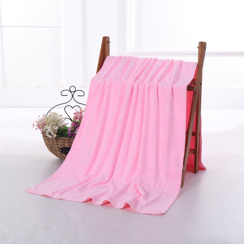 70x140 Nano Ultra-Fine Fiber Cartoon Embossed Bear Quick-Dry Bath & Beach Towel