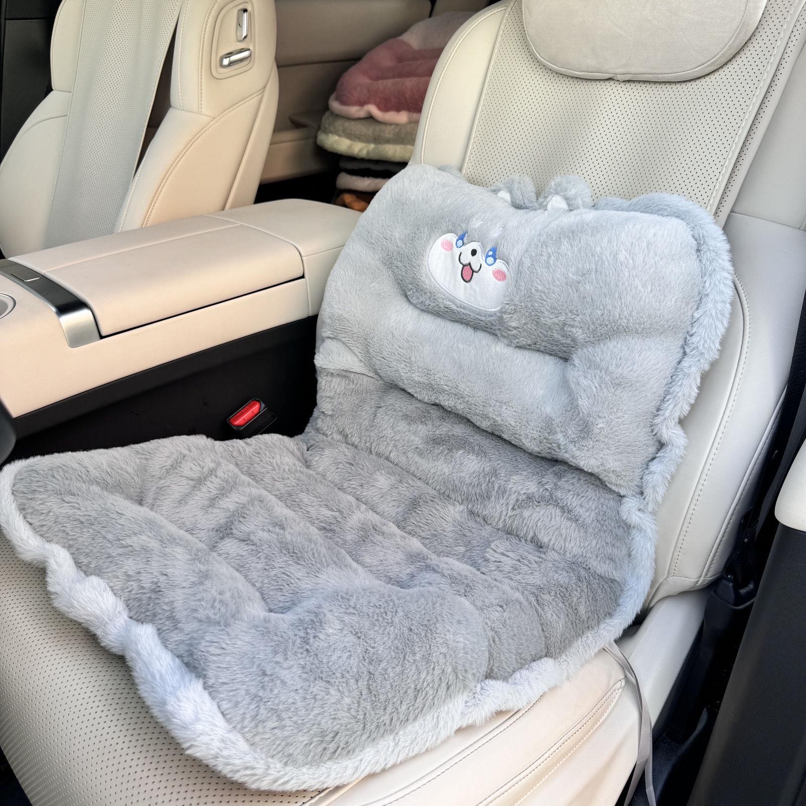 

Women s Winter Plush Long Car Seat Cushion - Warm Rear Bench Pad New Front