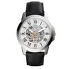 Grant Automatic Skeleton White Dial Black Leather Strap Watch for Men - ME3101